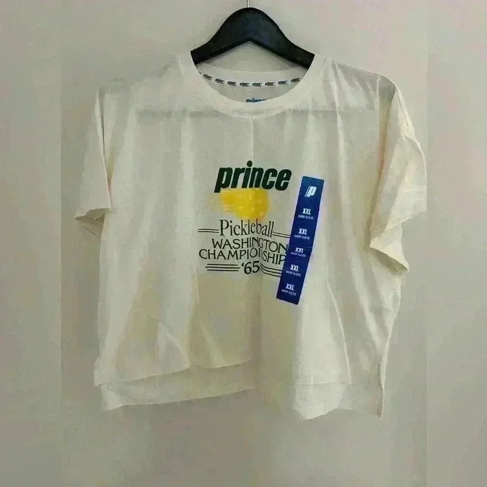 Prince Pickleball Women's Short Sleeve Cropped T-Shirt White Size XXL  NWT